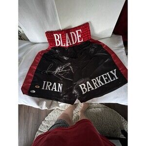 Iran "The Blade" Barkley Champion hand signed autographed boxing shorts